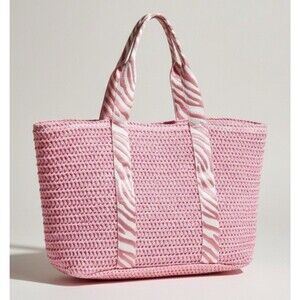 Vintage Havana Pink Crochet Wow Bag 3 Zebra Stripe Tote Beach Bag NWT